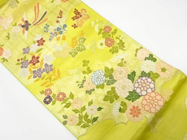 JAPANESE KIMONO / ANTIQUE FUKURO OBI / SILK / WOVEN CLOUD